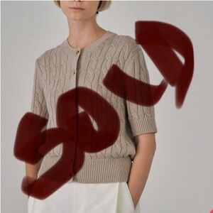 Linen Cable Cardigan oatmeal